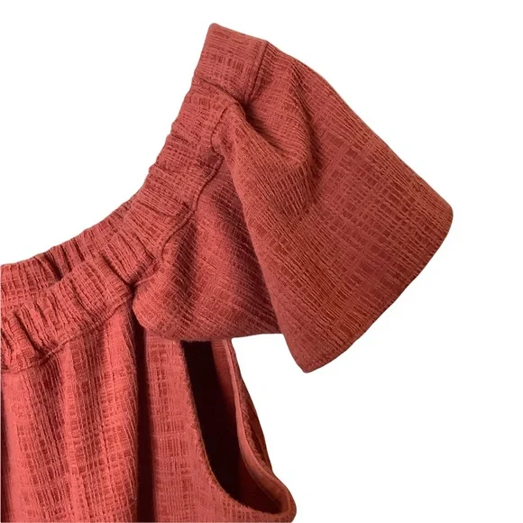 Madewell Texture & Thread Off-the-Shoulder Dress Rust Color Size Large - Picture 5 of 11